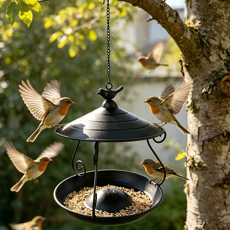 Decorative Hanging Bird Bath made of Iron, Flower Design
