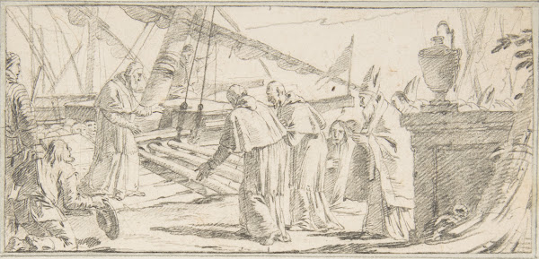 Bishops and Monks Being Received at a Ship by a Venerable Dignitary 16961770