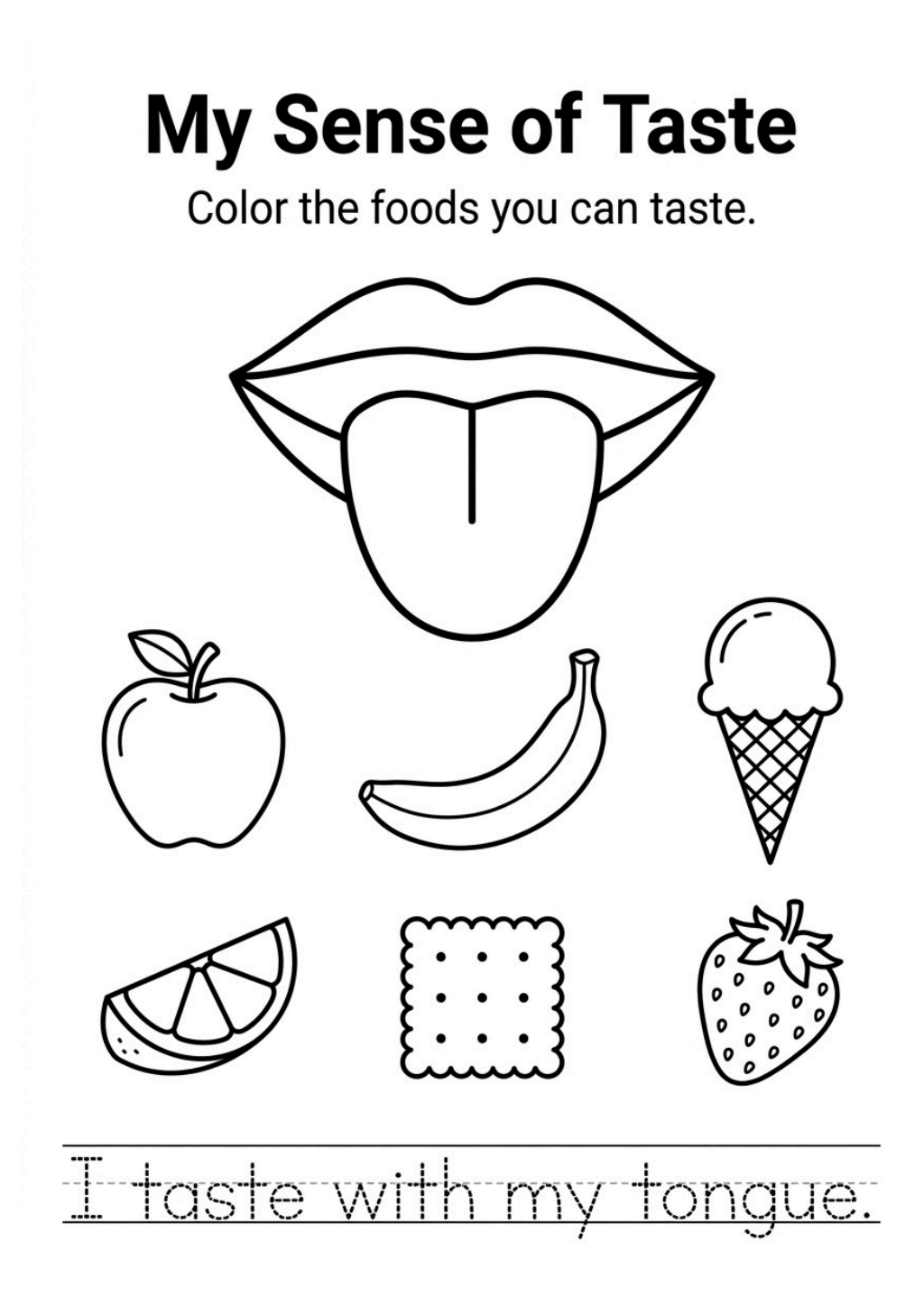 My Sense of Taste Worksheet