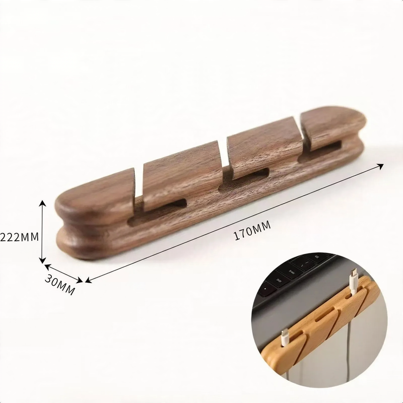 Holz-Kabelorganizer mit Schlitzen