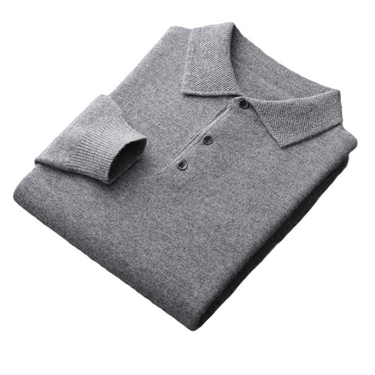 Men's sweater, polo collar, wool-cashmere, business