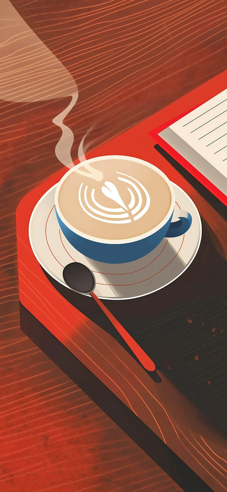 Coffee Illustration, Latte Art, Book And Coffee, Cafe Art 2K iPhone Wallpaper Background (1720x3728)
