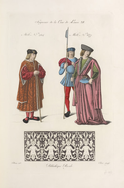 Seigneurs de la cour de Louis XII MS no 4804 MS no 6877 Design of four monsters