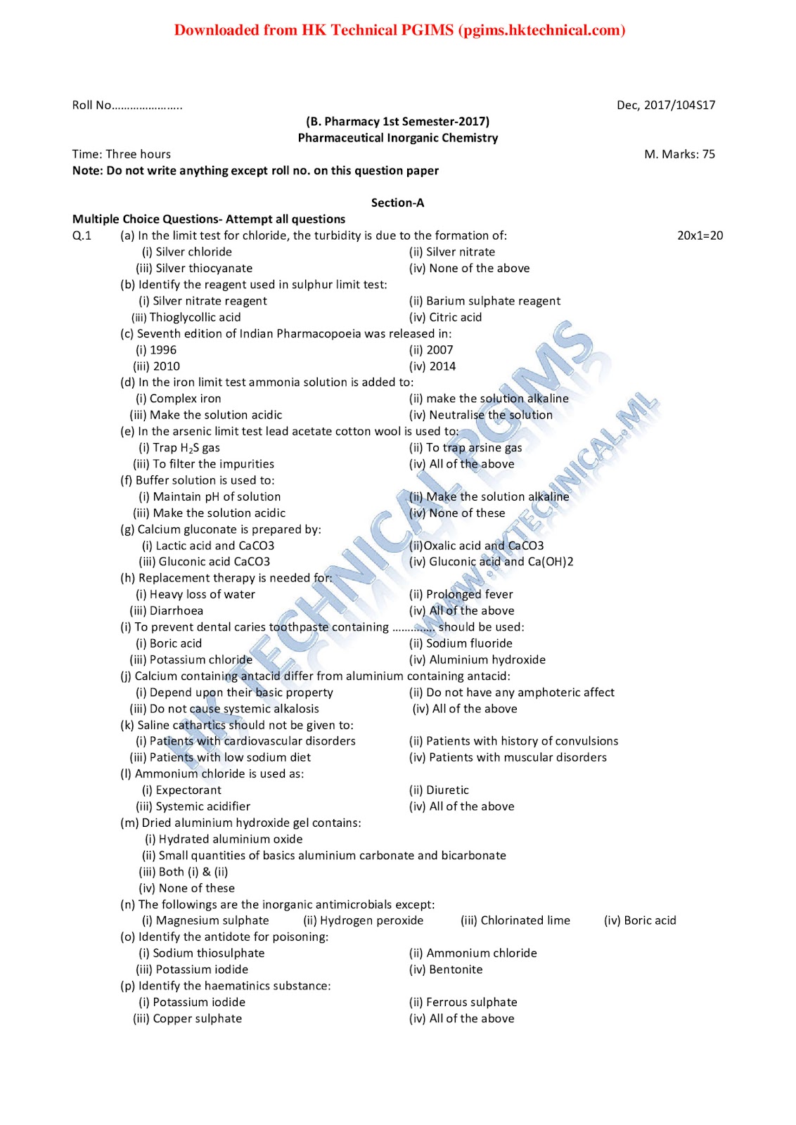 BP104T Pharmaceutical Inorganic Chemistry BPharmacy 1st Semester