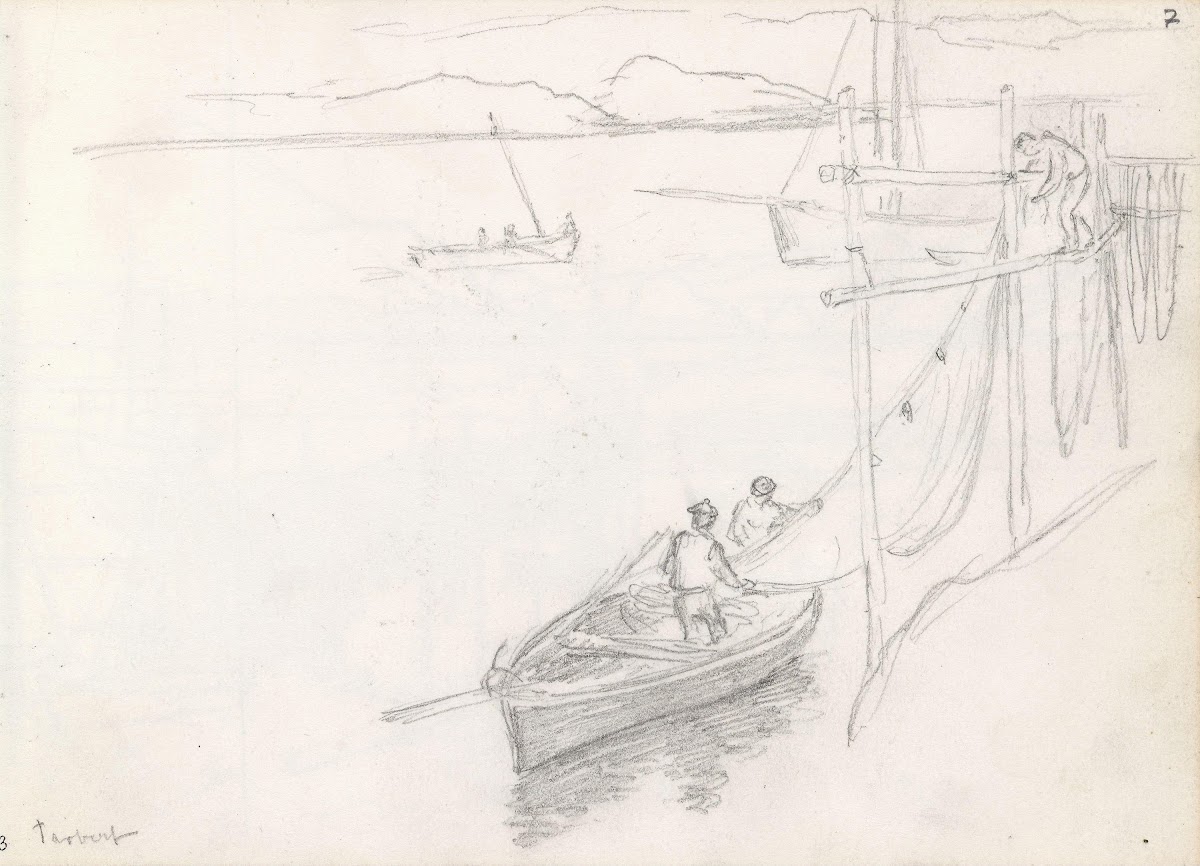 Fishing boat by shore Tarbert 1877