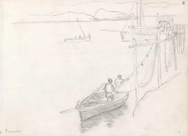 Fishing boat by shore Tarbert 1877