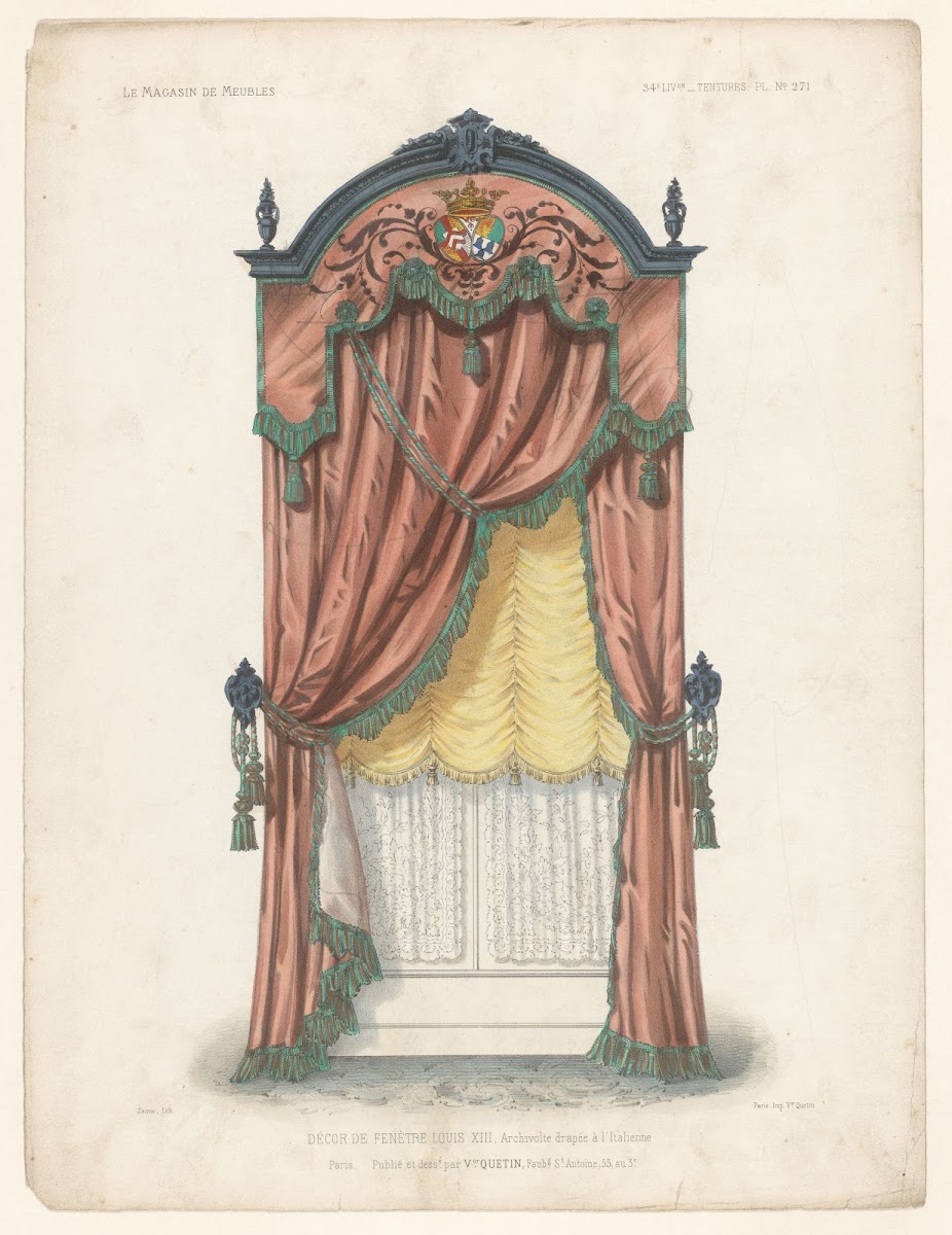 Décor de Fenètre Louis XIII Archivolte drapée à litalienne 1832   1904