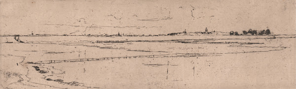 Sketch of Monnikendam in Distance 1892