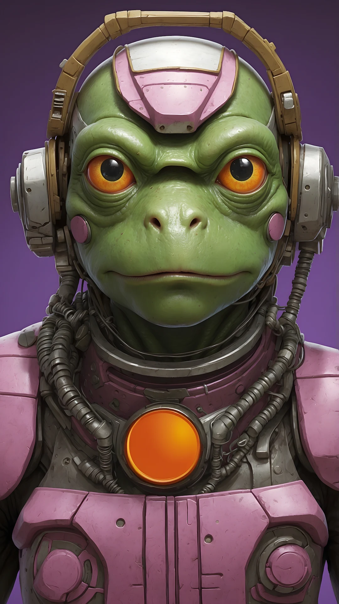 Sci-Fi Frog Alien DJ Portrait in Pink Armor - Free 4K mobile Wallpaper
