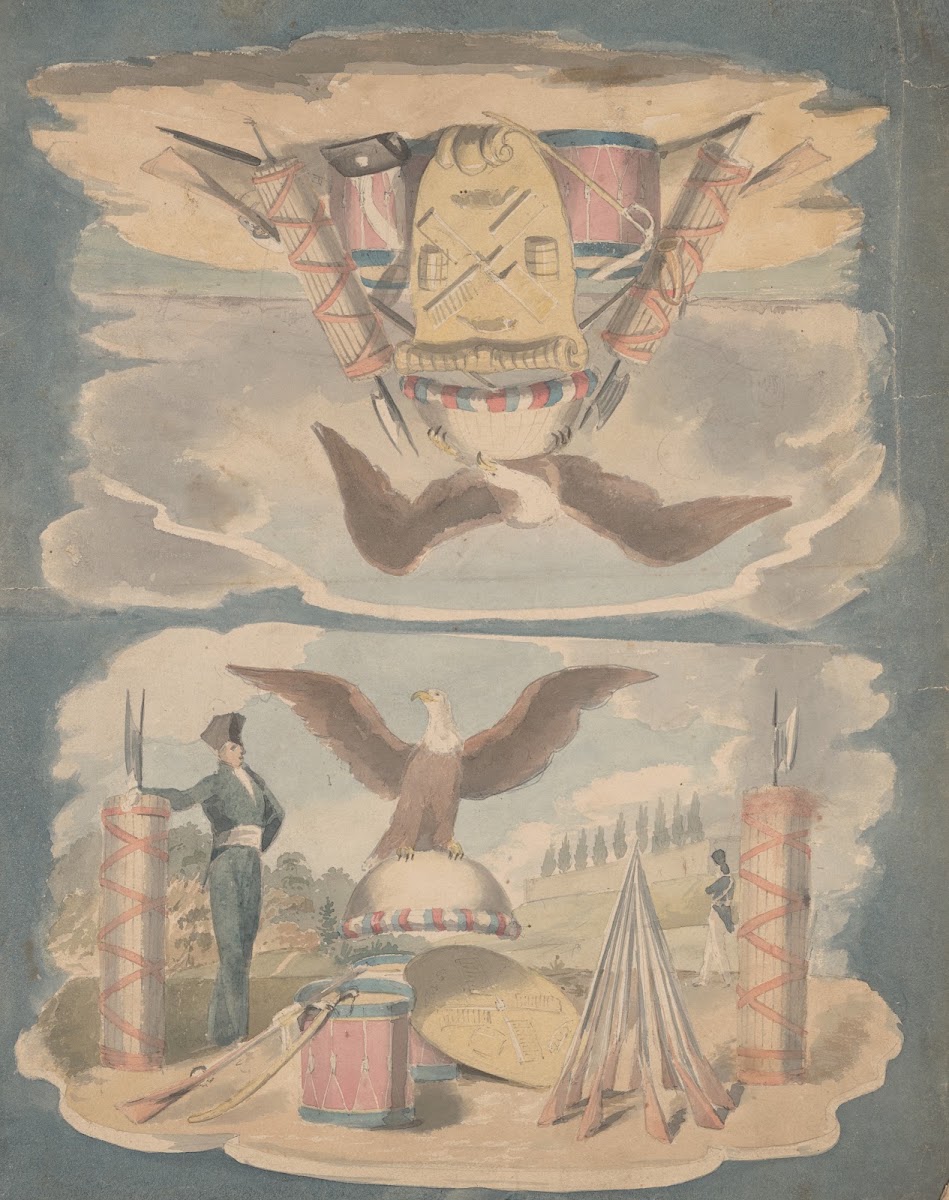 Two vignettes incorporating designs for the seal of the City of New York 1809 18