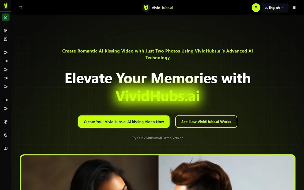 Captura de AI kissing video Generator - vividhubs.ai