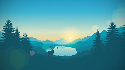 Lake, Artwork, Gradient, Vector, Firewatch 4K Wallpaper Background