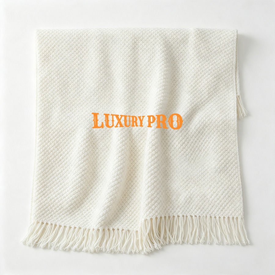 Embroidered Vintage Knitted Blanket