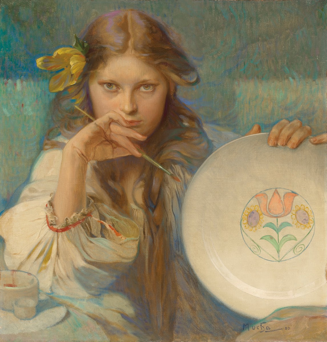 Girl with a Plate with a Folk Motif 1920