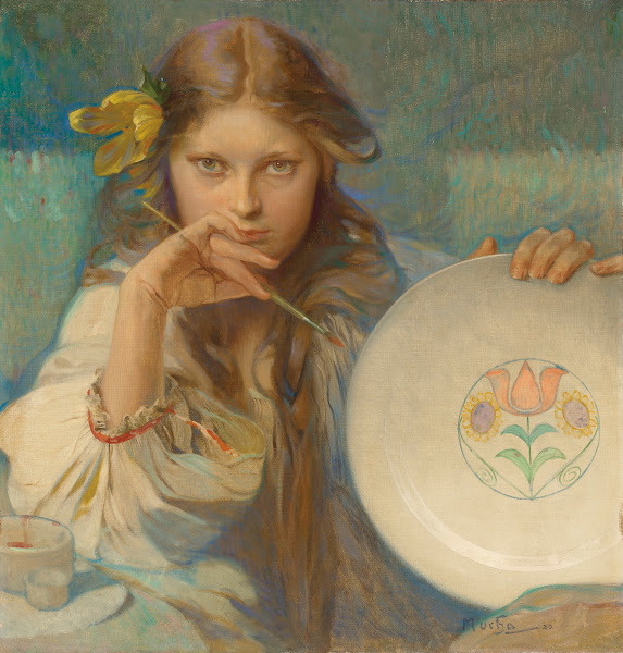 Girl with a Plate with a Folk Motif 1920