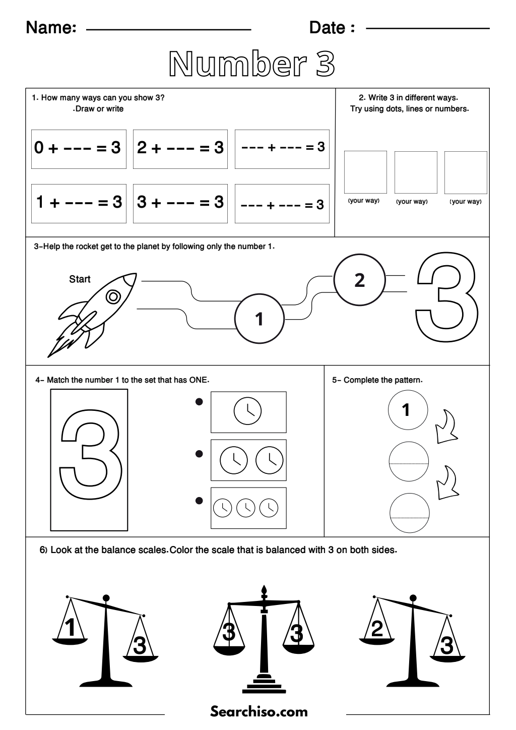Foundations of Three: Early Numeracy and Tracing Exercises PDF printable