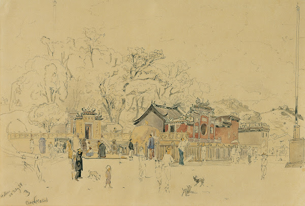 Der Tempelhain Makok auf der Halbinsel Macao 1858