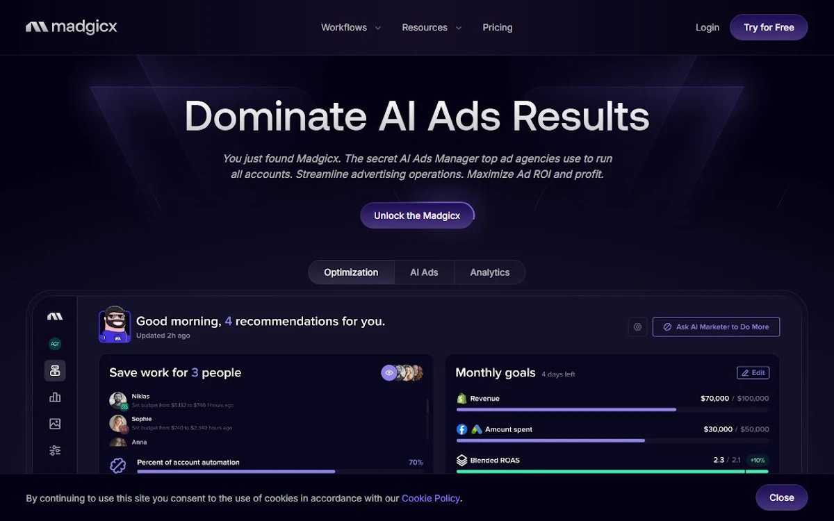 Captura de Madgicx for Facebook Ads