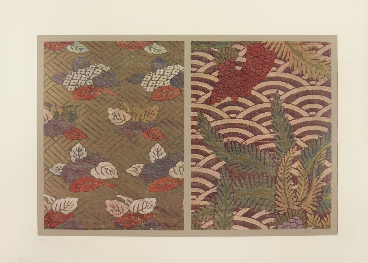 Hortensias et palmiers sur jeux de fonds 1913