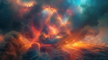 Ai Art, Illustration, Clouds, Triangle, Pyramid 5K Wallpaper Background