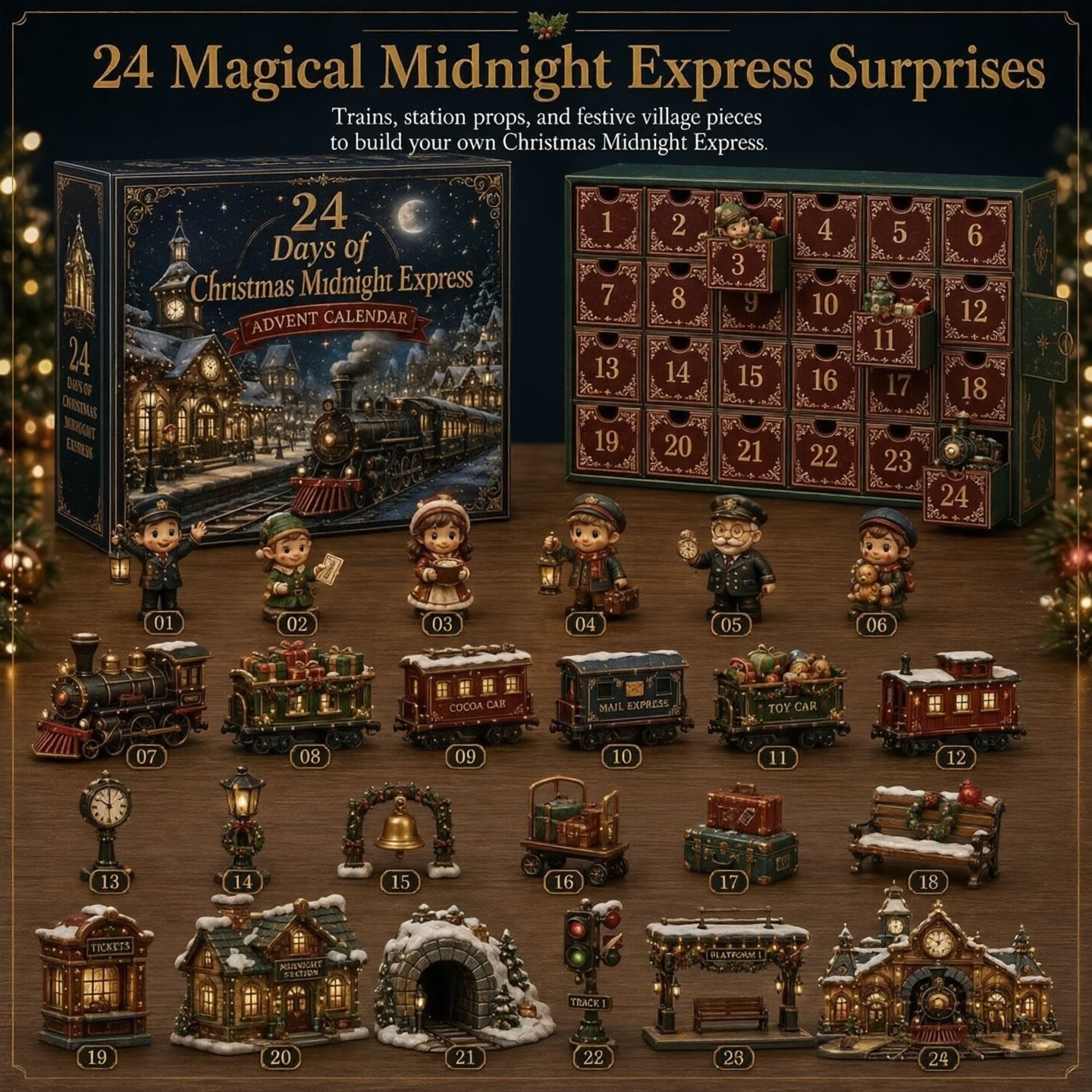 Christmas Village Advent Calendar, Acrylic Hanging Decoration