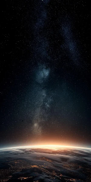 Milky Way Galaxy Above Earth Horizon Full HD iPhone Wallpaper Background