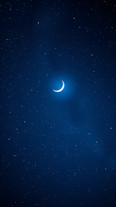 Glowing Crescent Moon Dark Starry Night Sky Celestial View