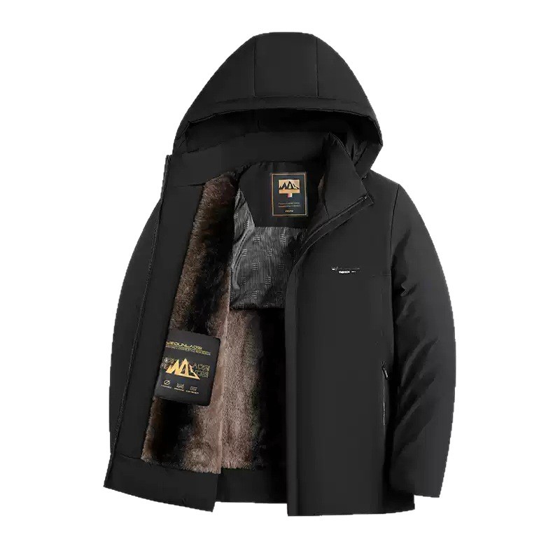 Insulated men's winter jacket with detachable collar