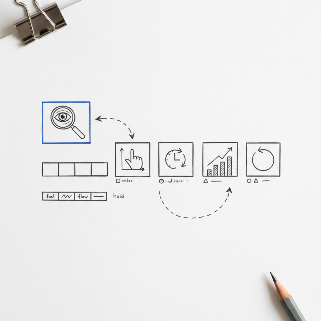 Flat-lay storyboard and timeline strip for short video edits with the hook frame highlighted in blue &mdash; visual guide on how to trigger TikTok algorithm
