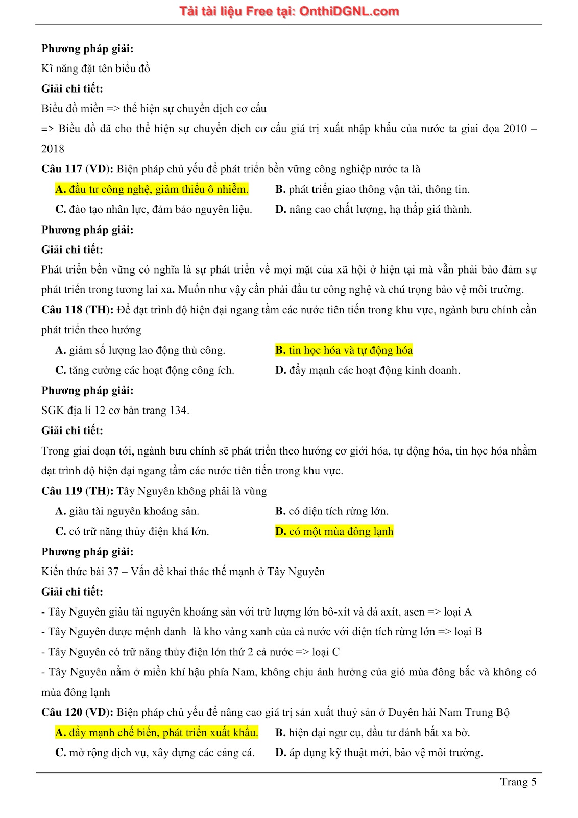 150bài tập môn Địa Lý - Ôn thi ĐGNL ĐHQG TP hà nội Phần 14