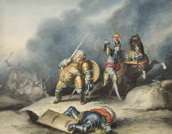 King Henry IV pt 1 III 5 Prince Henry and Falstaff on plain near Shrewsbury 1829