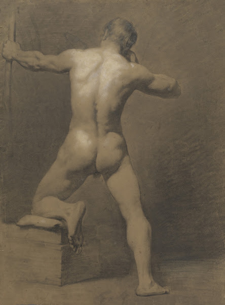 Standing male nude with handbow seen from behind 1835 1840