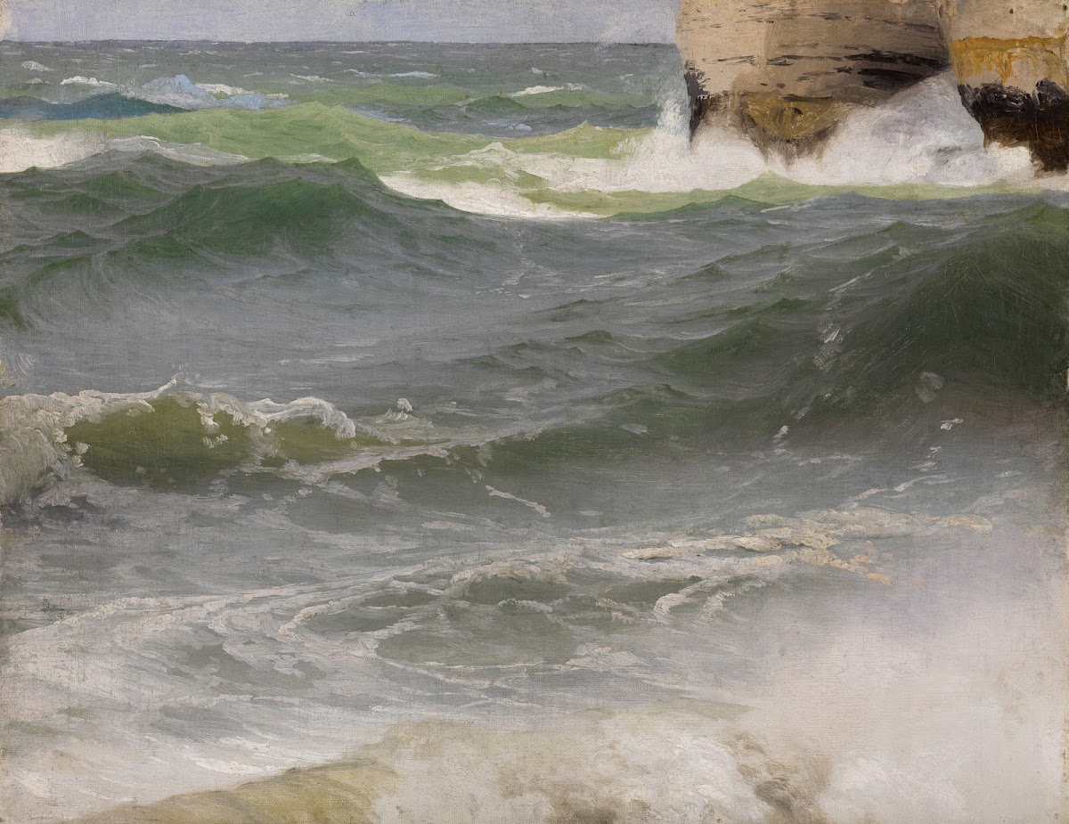 Meeresstudie bei Etretat mit Felsküste zur Rechten 1836