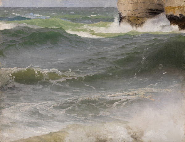 Meeresstudie bei Etretat mit Felsküste zur Rechten 1836