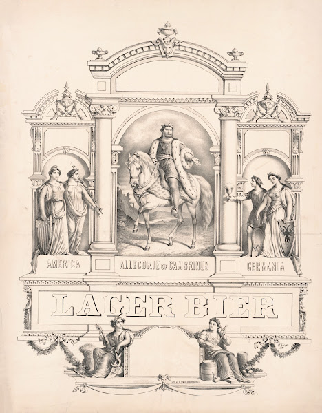 America allegorie of Gambrinus Germania lager bier 1879