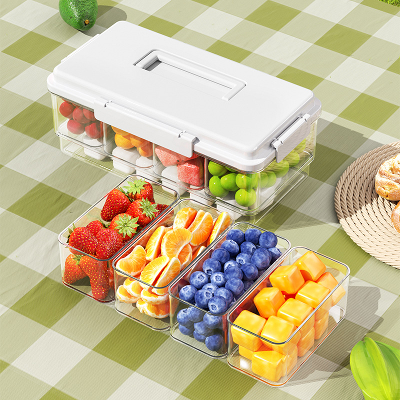 Divided fresh-keeping box with carrying handle, 1–2 L