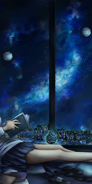 Anime, Night, Calm, Reading, Anime Girls Full HD Wallpaper Background