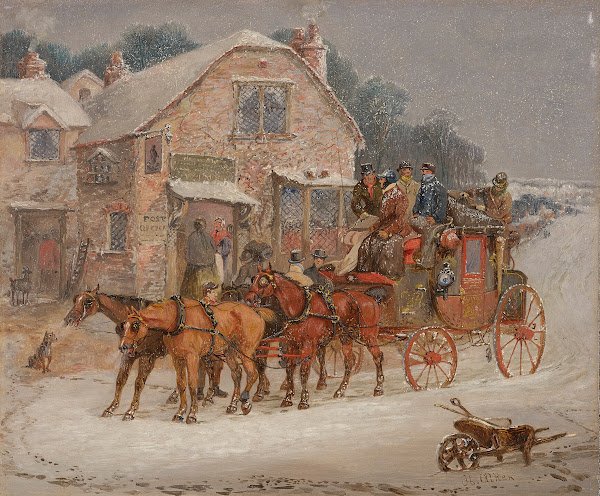 The London Royal Mail coach in the snow