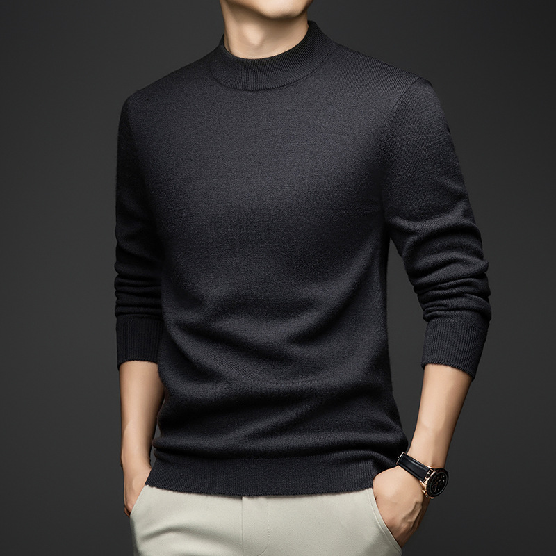 Men's Wool Sweater, 100% Wool, Stand-Up Collar, Thick