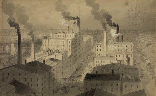 View of BT Babbitts best soap factory buildings New York City 1870 1880