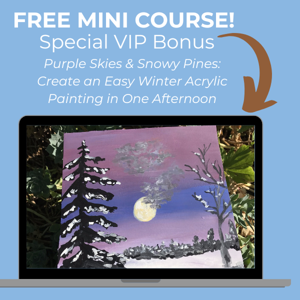 Purple Skies & Snowy Pines: Create an Easy Winter Acrylic Painting in One Afternoon