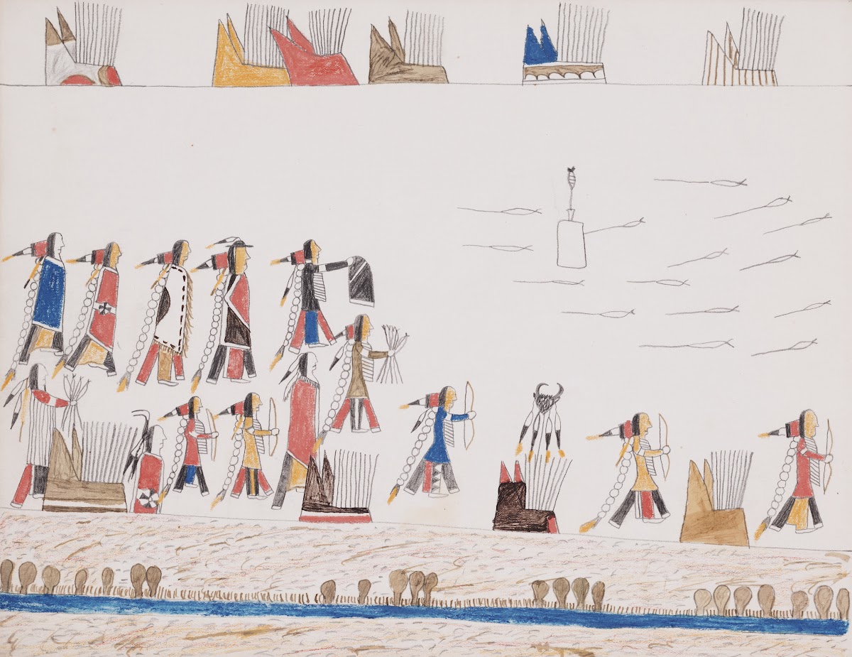 Gathering Of Indians For Archery Practice 1876