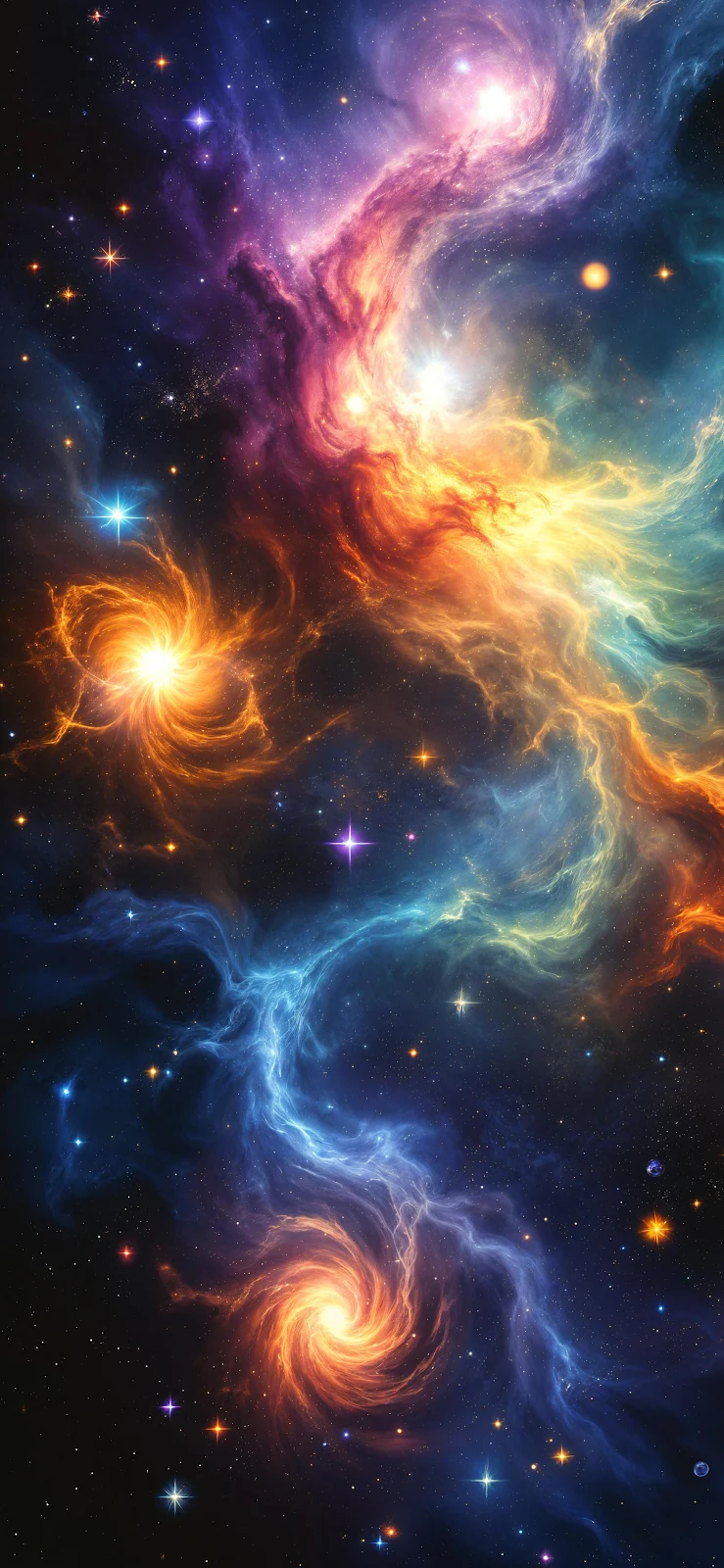 Vibrant Swirling Cosmic Nebula - Digital Space Art 2K iPhone Wallpaper (2004x4341)
