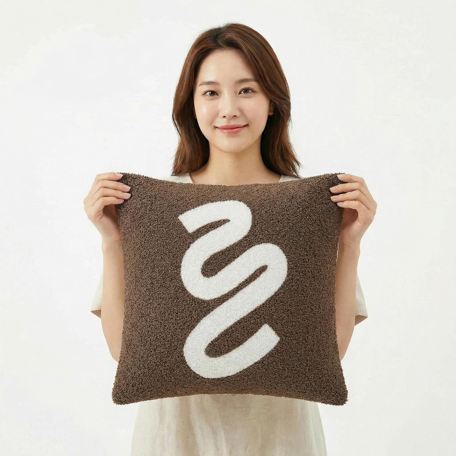 Pillow cover with wave pattern, cotton-linen, 45×45 cm