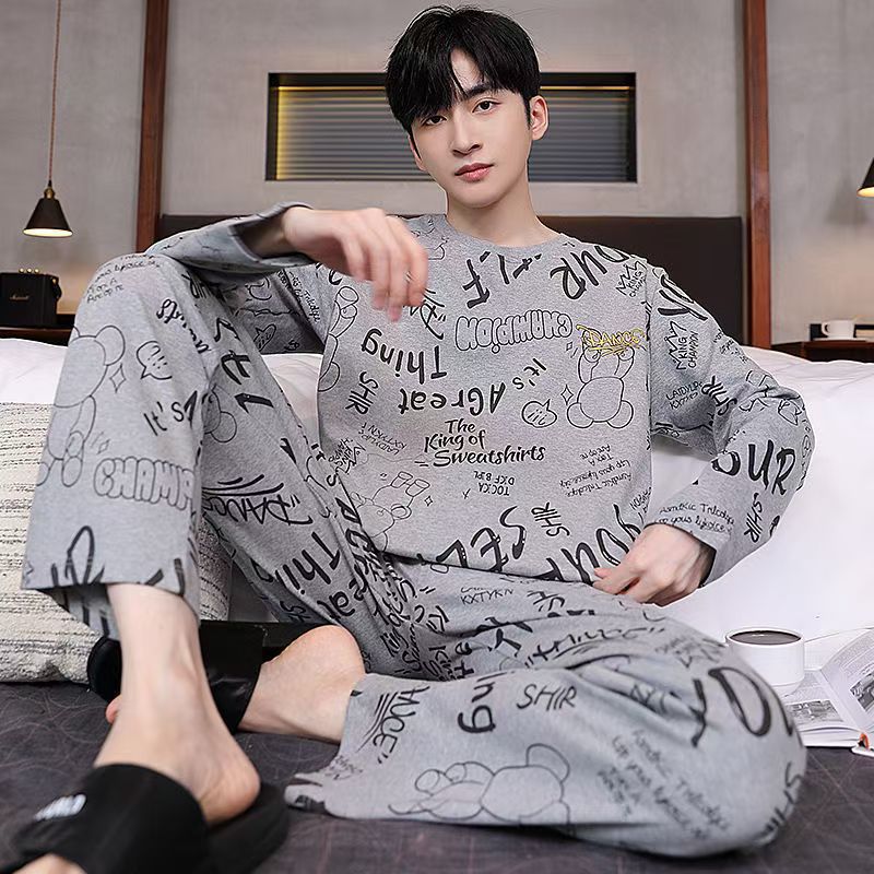 Herren-Pyjama-Set, Langarm, locker geschnitten