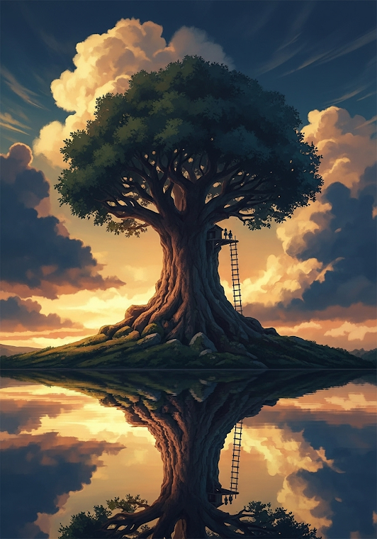 Treehouse at Golden Hour Lake