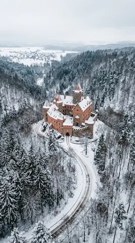 Winter Medieval Castle Drone
