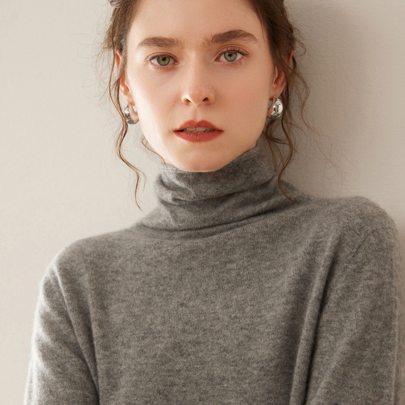Women's Cashmere Under Shirt, Stand Collar, Soft