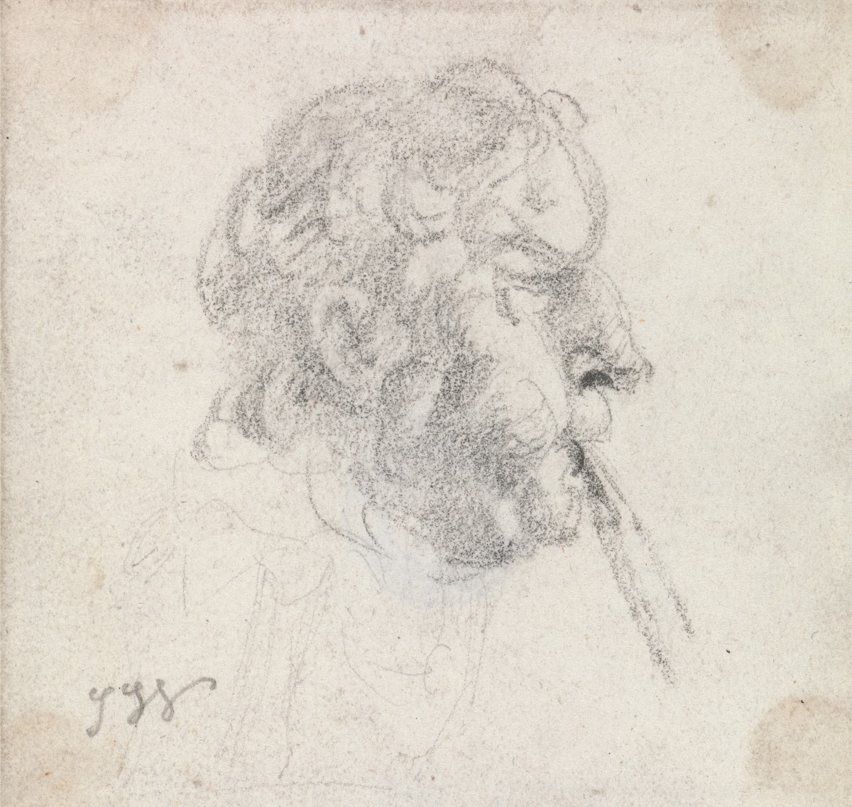 Head of a Man Blowing a Pipe