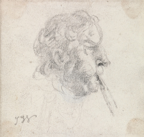 Head of a Man Blowing a Pipe